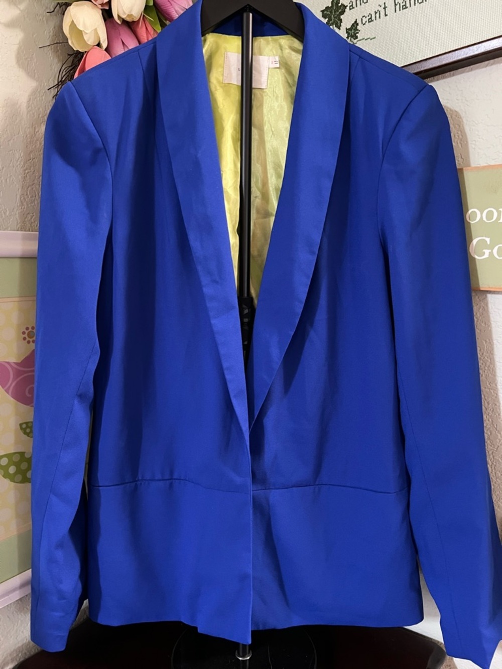 Lush Cobalt Blue Open-Front Blazer Has One Snap Closure #256 - Picture 3 of 3
